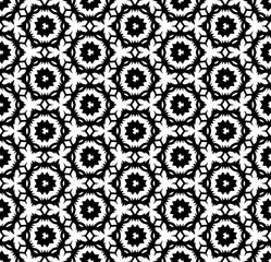 Black and white seamless abstract pattern. Background and backdrop. Grayscale ornamental design. Mosaic ornaments. Vector graphic illustration. EPS10.