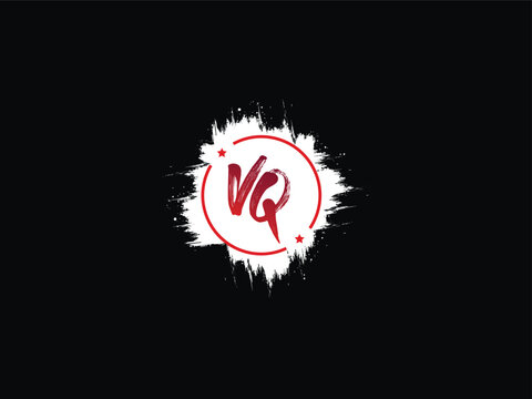 Initials VQ Logo Letter, Handwriting vq Brush Letter Logo