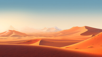 Illustration of African desert landscape - obrazy, fototapety, plakaty