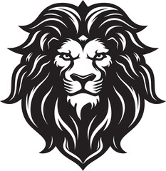 Stalking Beauty Black Vector Lion Icon Elegance in the Wild Lion Icon Emblem