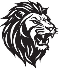 Ferocity Unleashed Black Vector Lion Emblem Regal Elegance Lion Icon Excellence