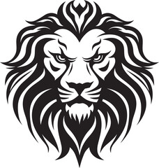 Feline Ruler Black Lion Vector Logo Design Regal Beauty Lion Emblem in Vector