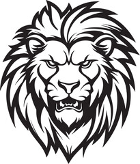 On the Hunt Black Lion Emblem Mastery in Vector Graceful Power The Roaring Majesty of Lion Icon