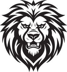Ferocious Excellence Majestic Black Vector Lion Icon On the Hunt Black Lion Emblem Mastery in Vector