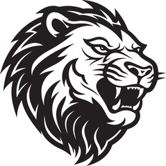Regal Beauty The Regal Ruler of Black Lion Emblem Stylish Hunter The Fierce Excellence of Lion Icon in Vector