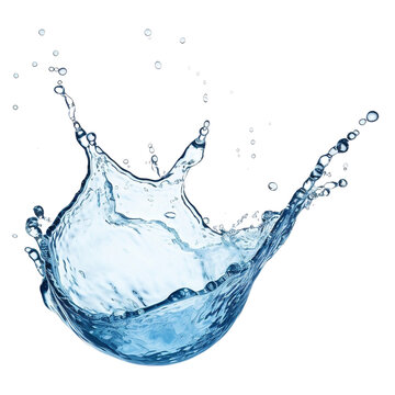 Clear blue water splash set isolated on transparent background, liquid crown wave swirl drops, shiny soda juice splashing fluids droplets, design element fresh drink, beverage, falling, pour bubbles