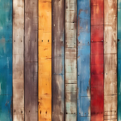 Seamless tile of colourful wooden planks. Infinitely repetitive on one pattern