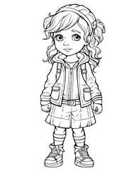 Fototapeta premium Coloring book for children, girl character.