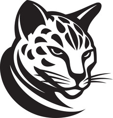 Sleek Ocelot Black Vector Logo Design Wild Elegance Ocelot Emblem in Vector