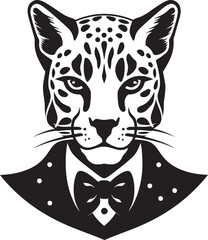Nocturnal Beauty Ocelot Emblem in Black Inkwell Predator Vector Ocelot Logo