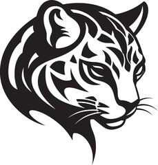 Silent Stalker Ocelot Heraldry in Black Ocelots Gaze Black Vector Logo