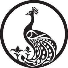 Mystic Harmony Black Peacock Heraldry Feathered Finesse Peacock Logo in Vector