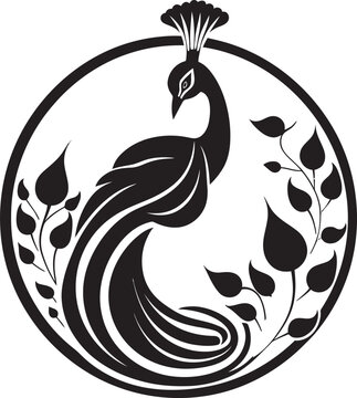 recommend clip art: Sculpted Serenity Peacock Logo Icon Ebon Elegance Vector Peacock Symbol