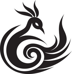 Sculpted Symphony Black Vector Icon Design Shadowed Majesty Peacock Heraldry in Vector