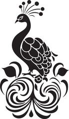 Fototapeta premium Sculpted Charm Black Logo Design Mysterious Serenade Peacock Heraldry in Vector