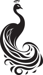Fototapeta premium Mystic Reverie Vector Peacock Heraldry Sculpted Intrigue Black Peacock Symbol Profile