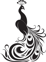Regal Showcase Peacock Symbol in Vector Inkwell Majesty Black Peacock Icon Design