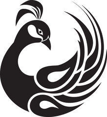 Fototapeta premium Peacocks Legacy Black Vector Emblem Regal Symphony Vector Logo Icon