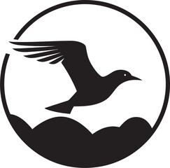 Silent Intrigue Black Seagull Emblem in Vector Regal Flight Unveiled Seagull Logo Icon