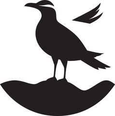 Aerial Intrigue Seagull Symbol in Onyx Inkwell Symphony Vector Seagull Design Icon