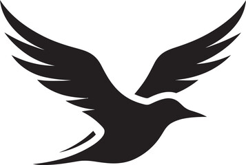 Majestic Flight Unleashed Black Seagull Icon Elegant Aviator Seagull Heraldry in Onyx