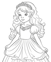 Fototapeta premium Coloring book for children, princess girl character.