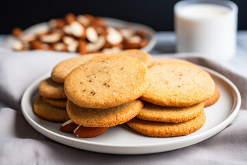 Fototapeta na wymiar Tasty Almond Shortbread Cookies Layout