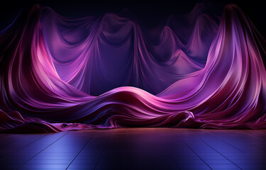 Purple Stage Curtains With Spotlight