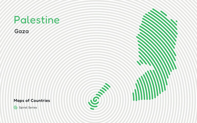 Creative map of Palestine, Political map. Gaza. 
World Countries vector maps series. Spiral, fingerprint series	
