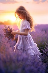 girl in a lavender field - generative ai