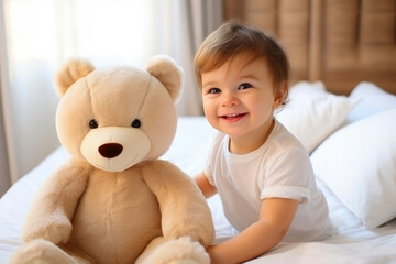 Happiness in a Room: Child and Teddy Smiles