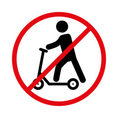 The ban on riding scooters. An icon prohibiting scooter riding in this area. EPS10