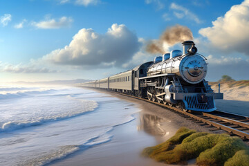 Beachside Beauty: Majestic Steam Train