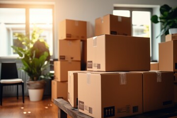 Moving essentials: belongings neatly packed and set for a fresh start
