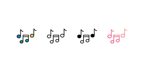 Music icons, color, line, glyph, gradient, Blue icon, Birthday party icon in five variations stock illustration.