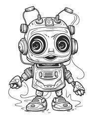 Fototapeta premium Coloring book for children, little robot.