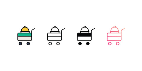 Food Service icons, color, line, glyph, gradient, Blue icon, Birthday party icon in five variations stock illustration.