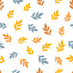 Fototapeta na wymiar Seamless pattern with different leaves