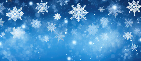 Naklejka na ściany i meble Elegant Snowflakes Drift in a Cold Winter Sky
