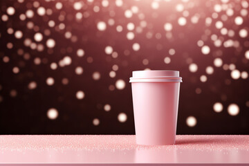 A Cup in sweet pink Background for poster menu promotion. Coffee. Drink.