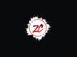 Minimalist ZC cz Brush Letter, Monogram ZC Vector Circle Logo Design - obrazy, fototapety, plakaty