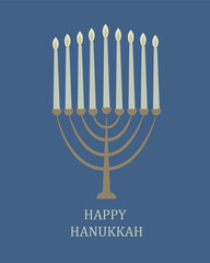 Candles for the holiday of Hanukkah. Vector illustration, candles on a dark blue background. Hanukkah card, poster, template.