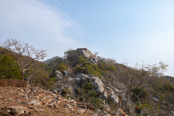 Fototapeta na wymiar Buddha's cottage at the top of Griddhakuta hill. 