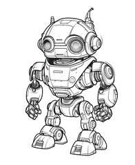 Coloring book for children, mechanical robot.
