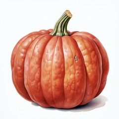 watercolor red pumpkin in white background