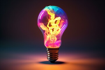 Colorful light bulb. Generative AI