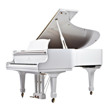 A white piano sitting on top of a white table