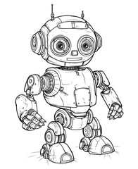 Fototapeta premium Coloring book for children, mechanical robot.
