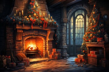 Christmas fireplace