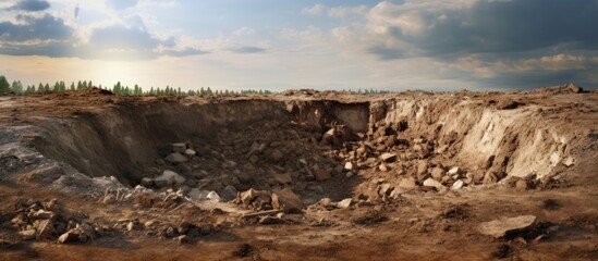 Obraz premium War zone destroyed explosive pit